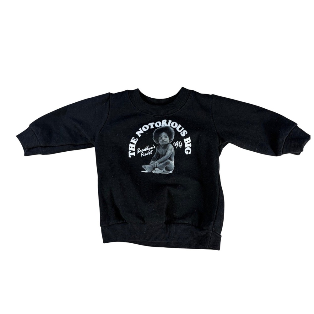 Brooklyn Mint Notorious BIG Sweatshirt Brooklyn's Finest Black 12M Cotton Blend